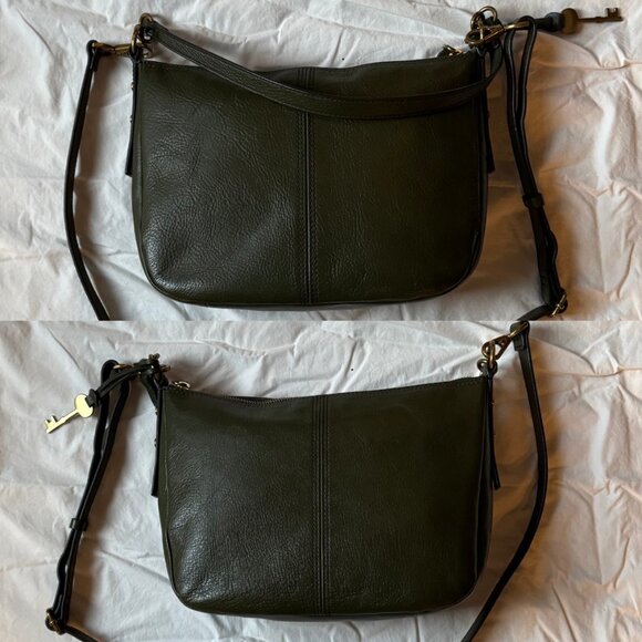 Fossil Jolie Olive Green Leather Crossbody Bag Two Straps - Picture 7 of 11